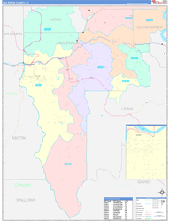 Nez Perce County, ID Wall Map Color Cast Style 2024